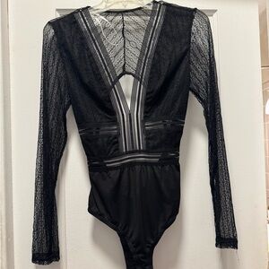 Lulu's Black Lace Bodysuit